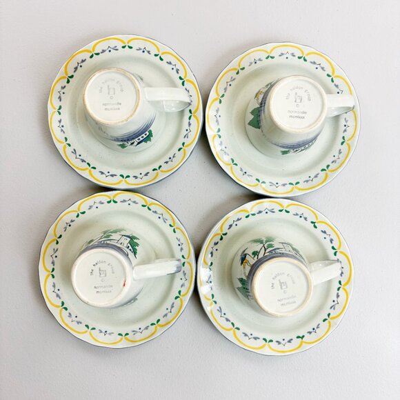 THE HALDON GROUP Normandie Cup & Saucer Set Of 4 VTG 1980 Walking Cottage Scene - Picture 12 of 16